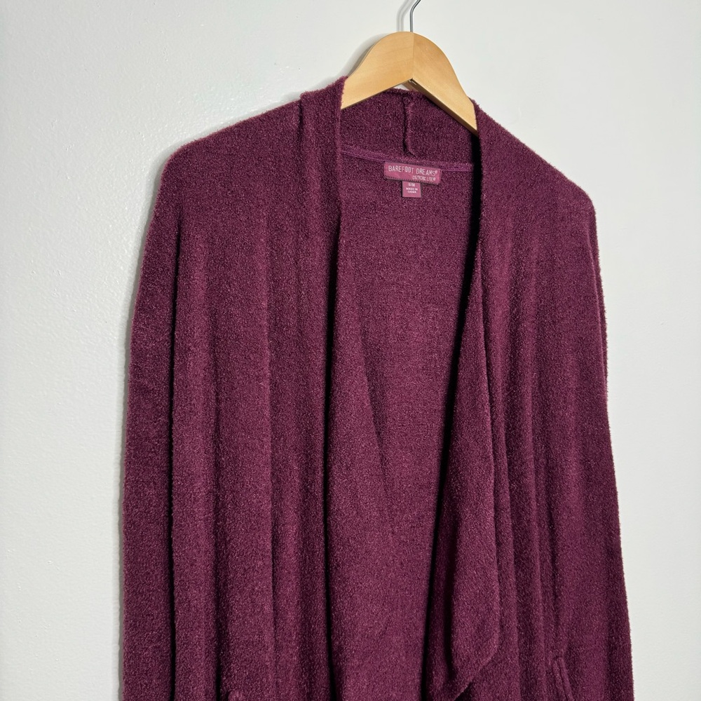 Barefoot Dreams Cozychic Lite Cardigan Berry Burgundy Size S/M Loungewear - Picture 3 of 12